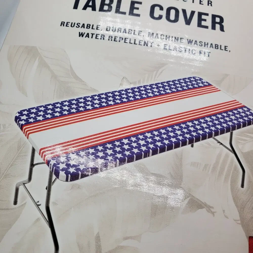 Tommy Bahama Fitted Table Cover 30x72 6ft Red White Blue USA Flag Patriotic